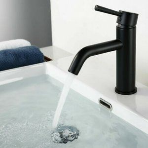 NIB RBROHANT Bathroom Sink Faucet Single Hole Basin Faucet Black Matte Water Tap